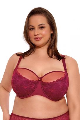 Biustonosz z koronką Semi-Soft Evy MAXI 1275 półusztywniany malinowy