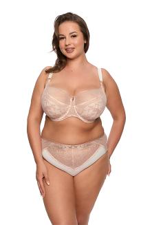 Biustonosz z koronką Semi-Soft Simone MAXI 1285 półusztywniany ecru różowy