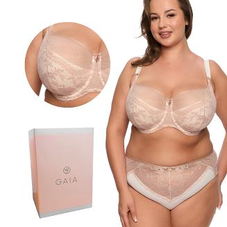 Biustonosz z koronką Semi-Soft Simone MAXI 1285 półusztywniany ecru różowy