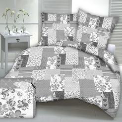Pościel z kory I 160x200 szara patchwork serca motyle kwiaty
