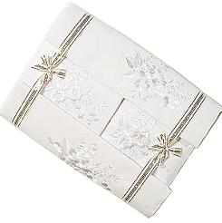 Pościel bawełniana haftowana z prześcieradłem 160x200 biała