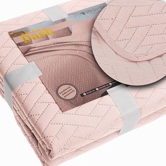 Pudrowa Narzuta Pikowana Na Łóżko 160x220 DASH