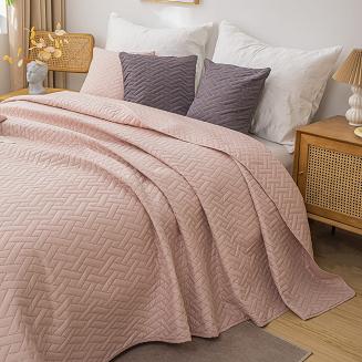 Pudrowa Narzuta Pikowana Na Łóżko 160x220 DASH