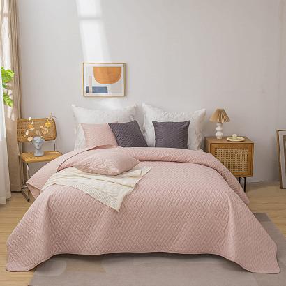 Narzuta na łóżko 160x220 DASH pikowana pudrowa