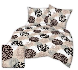 Pościel z kory 220x200 wzór beżowa panterka w kołach
