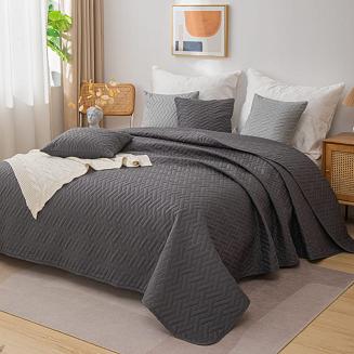 Narzuta dekoracyjna DASH 220x240 pikowana grafitowa