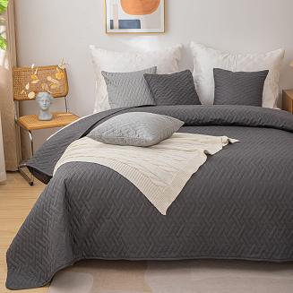 Narzuta dekoracyjna DASH 220x240 pikowana grafitowa