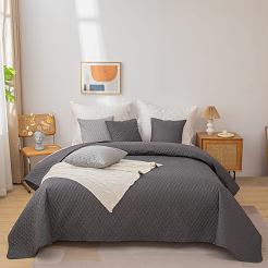 Narzuta dekoracyjna DASH 220x240 pikowana grafitowa