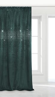 Ciemny Turkus Zasłona Welurowa Z Kryształkami Na Taśmie 140x270 Shiny