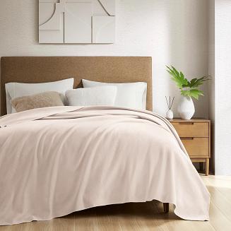 Koc bawełniano-akrylowy MONO 150x200 jasnobeżowy