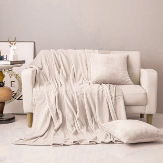 Koc bawełniano-akrylowy MONO 150x200 jasnobeżowy