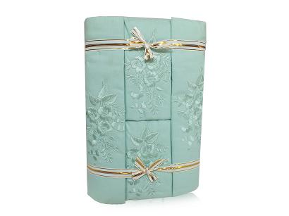 Pościel haftowana z prześcieradłem 160x200 seledynowa