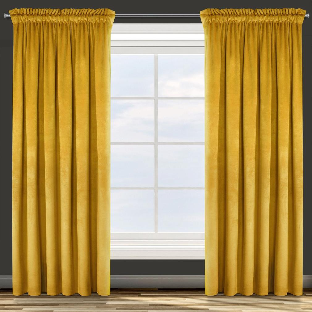 Zasłona gotowa na taśmie ROSA 140x300 Design91 musztardowy