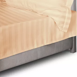 Prześcieradło satyna bambusowo-bawełniana STRIPE BEIGE 220x260 Darymex jednokolorowe beżowe