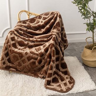 Koc akrylowy na fotel tłoczony VITO 80x160 geometryczny wzór brązowy