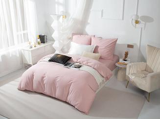 Pościel Queen 160x200 pudrowa ze złotą lamówką bizą