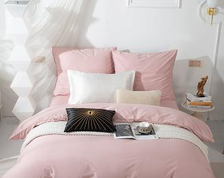 Pościel Queen 160x200 pudrowa ze złotą lamówką bizą