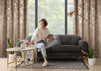 Zasłona gotowa na taśmie RAJA 140x270 Eurofirany brązowy