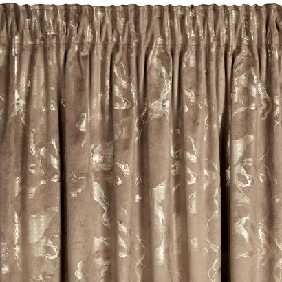 Zasłona gotowa na taśmie RAJA 140x270 Eurofirany brązowa szampański błyszczący marmurek