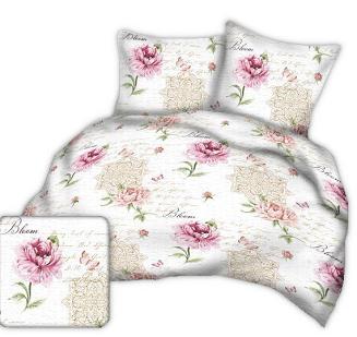 Pościel z kory 160x200 wzór różowe piwonie