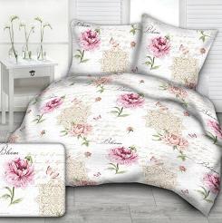 Pościel z kory 160x200 wzór różowe piwonie