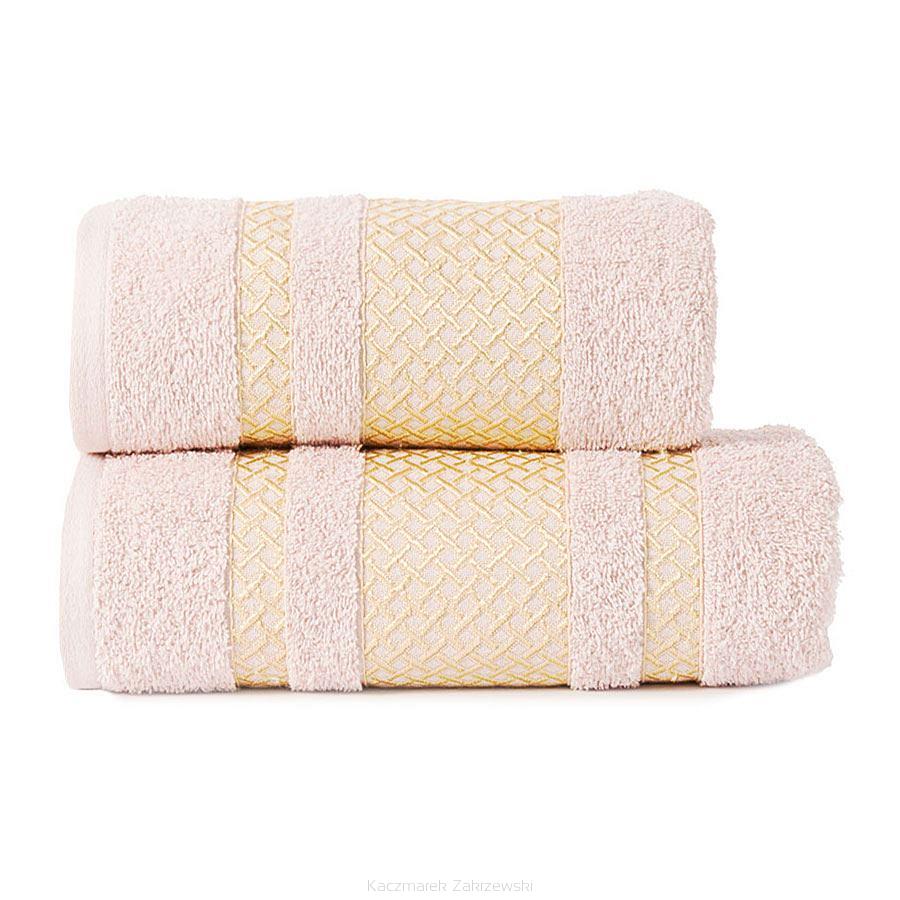 Ręcznik bawełniany LIONEL 70x140 pudrowy ze złotą bordiurą