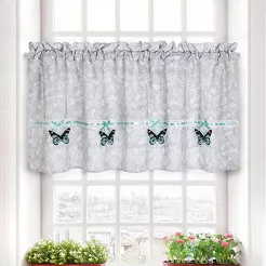 Firana gotowa zazdrostka PAPILLO 30x150 szara w motyle