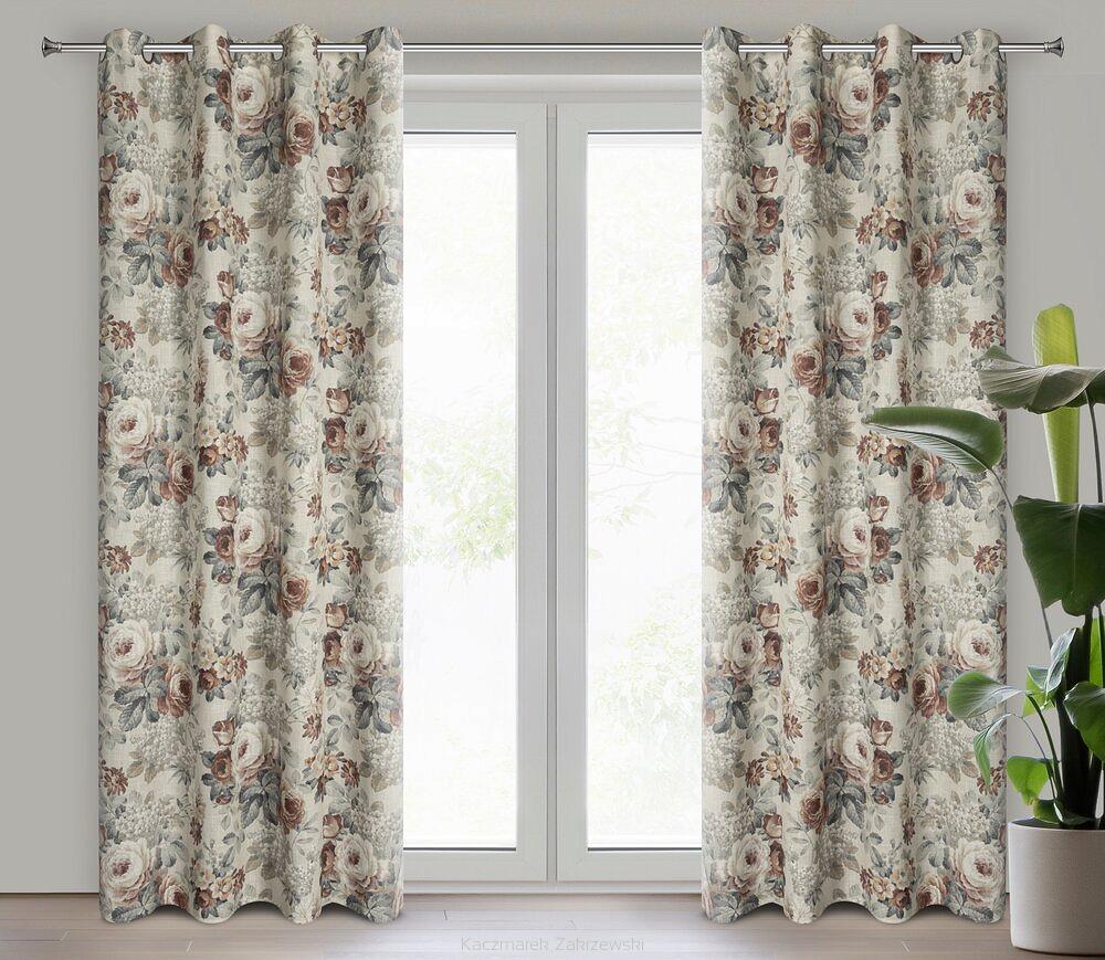 Zasłona gotowa na przelotkach GABI 140x250 Eurofirany naturalny