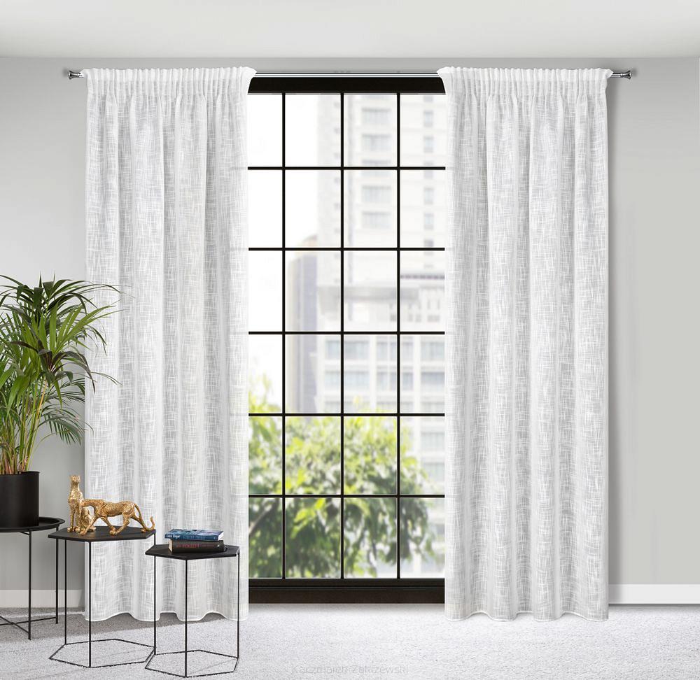 Zasłona gotowa na taśmie LIREN 140x270 Eurofirany biały