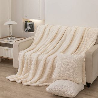 Poszewka dekoracyjna Dreamy boucle 45x45 kremowa baranek+bukla