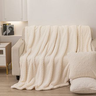 Poszewka dekoracyjna Dreamy boucle 45x45 kremowa baranek+bukla