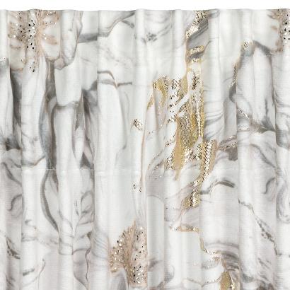 Zasłona gotowa na taśmie LISA 140x270 Eurofirany biała szara szampańska akwarelowe kwiaty
