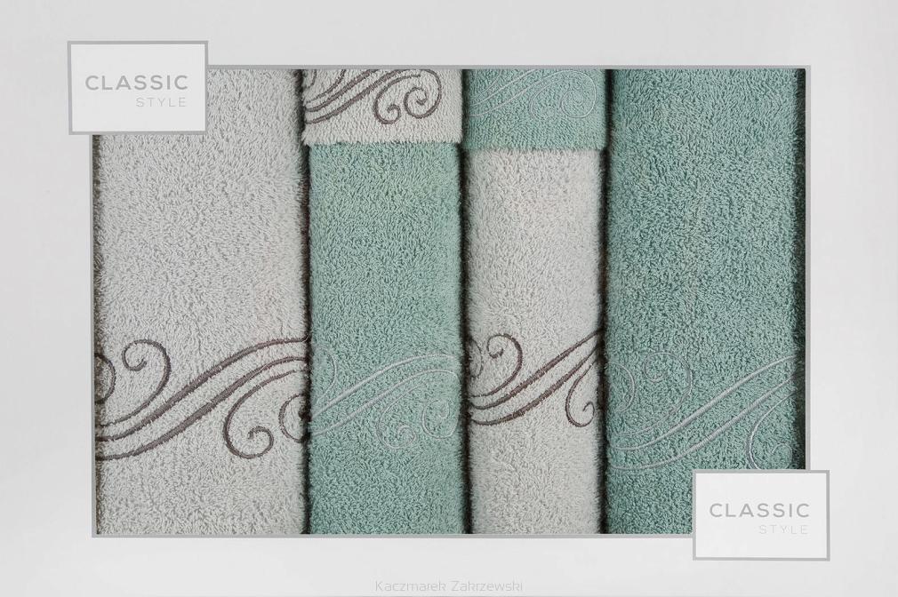 Komplet ręczników 6 cz. AQUA 2 szt.30x50, 2 szt.50x90, 2 szt. 70x140 Eurofirany srebrny, miętowy