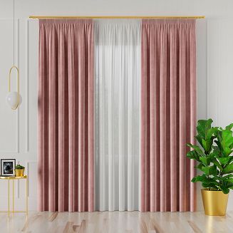 Zasłona gotowa na taśmie VELVI 140x230 ciemnopudrowa