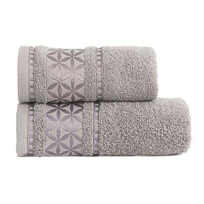 Ręcznik bawełniany PAOLA 70x140 szary z bordiurą w rozety