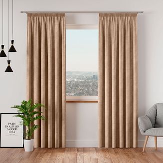 Zasłona gotowa na taśmie VELVI 140x250 ciemnobeżowa