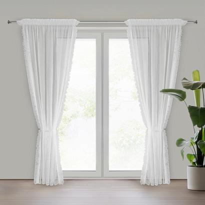 Firana gotowa na taśmie AGNESS 140x270 Eurofirany biała z falbanką