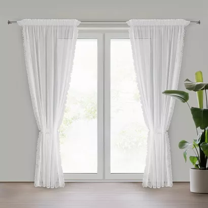 Firana gotowa na taśmie AGNESS 140x270 Eurofirany biała z falbanką