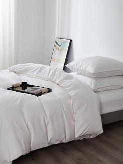 Pościel satyna bawełniana Queen Premium 160x200 biała ze złotą lamówką