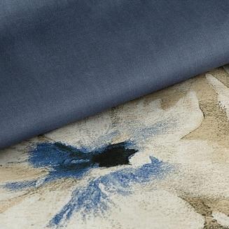 Pościel satynowa SPRING 160x200 Eurofirany jasnobeżowa ciemniniebieska w kwiaty