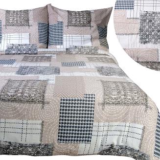 Pościel flanelowa FLANELOVE 160x200 beżowa biała granatowa patchwork