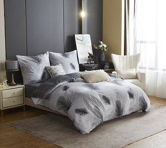 Szara Pościel w Pióra Satyna Bawełniana 160x200 Y017