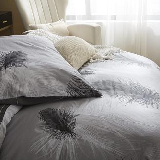 Szara Pościel w Pióra Satyna Bawełniana 160x200 Y017