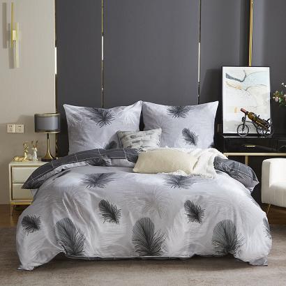 Pościel satyna bawełniana 160x200 szara grafitowa biała pióra krata