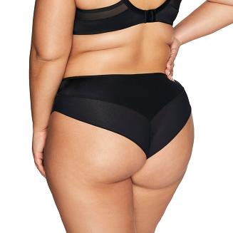 Brazyliany damskie z kwiatowym haftem i tiulem AV 2071 czarne