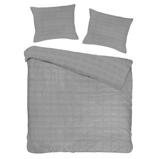 Pościel satyna bawełniana MARSELA EXCLUSIVE 140x200 szara w kratkę