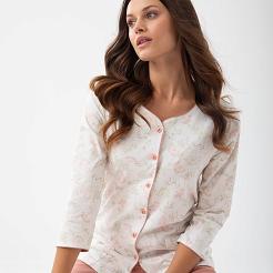 Piżama damska LUNA kod 668 miętowa cynamonowa kopry rozpinana