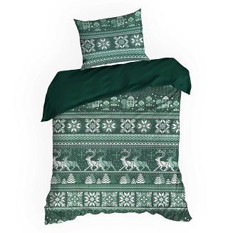 Komplet pościeli świąteczny POS 140x200 Eurofirany ciemnozielony