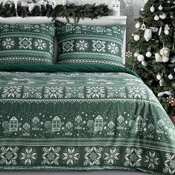 Komplet pościeli świąteczny POS 140x200 Eurofirany ciemnozielony