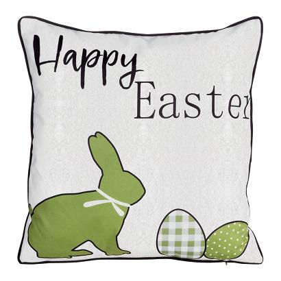 Poszewka dekoracyjna z bukli WIOSNA 45x45 Eurofirany zielona wielkanocny zając pisanki